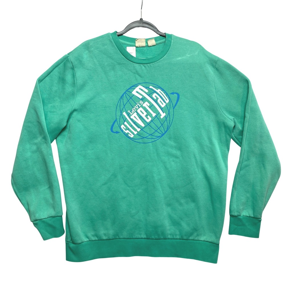 Levi's SilverTab Sweatshirt Mens Large Green Graphic Logo Pullover Crewneck